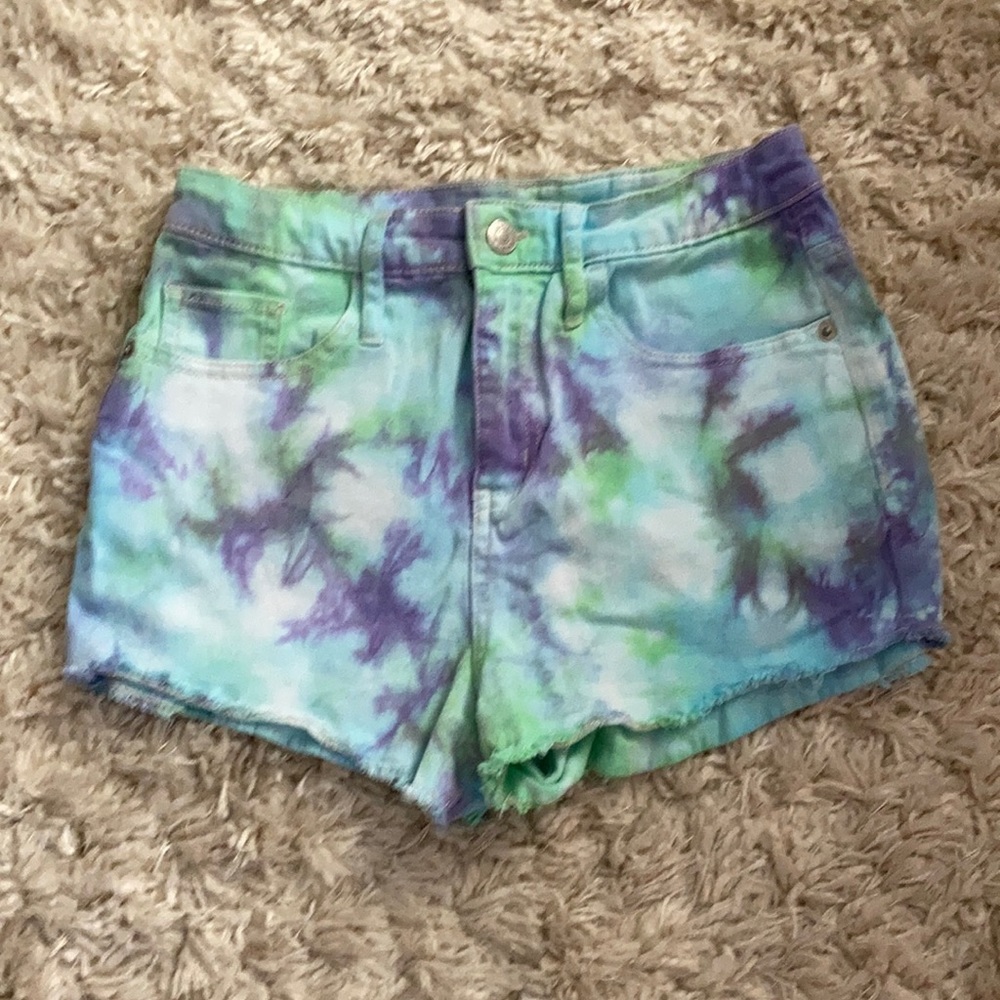 Tie dye white shorts